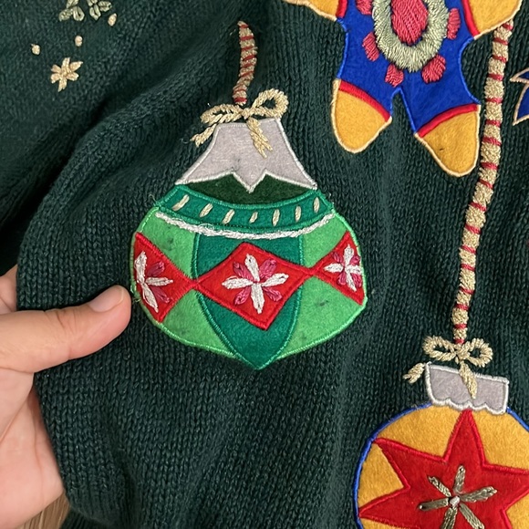 All Points By Reference Point Vintage Ugly Christmas Cardigan size Medium - Picture 3 of 5